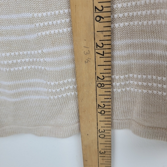Tan white stripe long sleeve tunic lightweight sweater scoop neck nautical NWT S - Picture 5 of 9